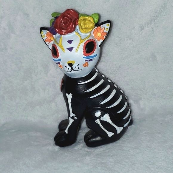Day of the Dead Sugar Sugar Skull Cat Figurines Pair of Two - Picture 4 of 8